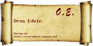 Oros Edvin névjegykártya